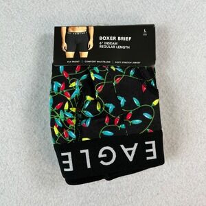 American Eagle Boxer‎ Briefs Mens Large 6" Inseam Christmas Lights 6" Inseam NWT